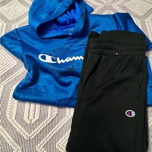 Champion Kids Blue Hoodie and Black Pants Set